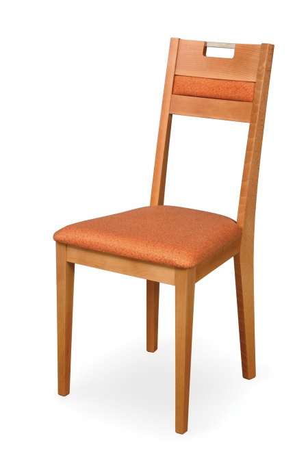 VENGE CHAIR with upholstered seat, partially upholstered back and handle