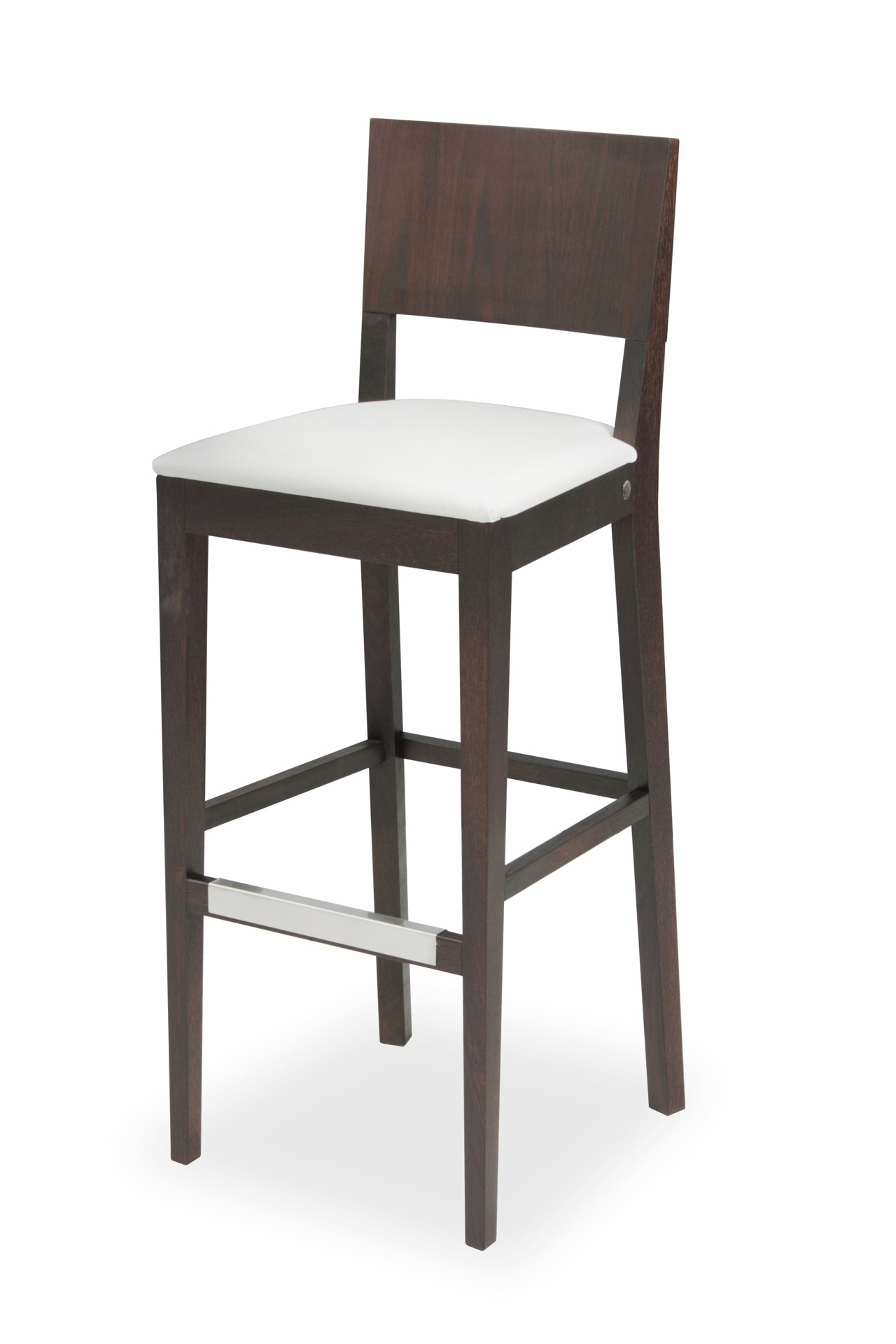 EDITA BAR STOOL with upholstered seat and stainless shield