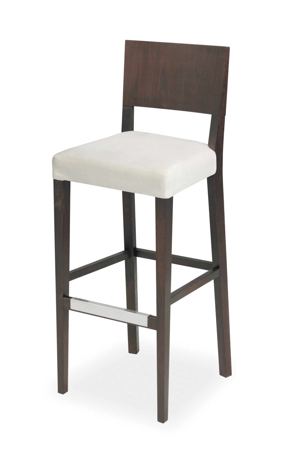 EDITA BAR STOOL with upholstered aprons and stainless shield